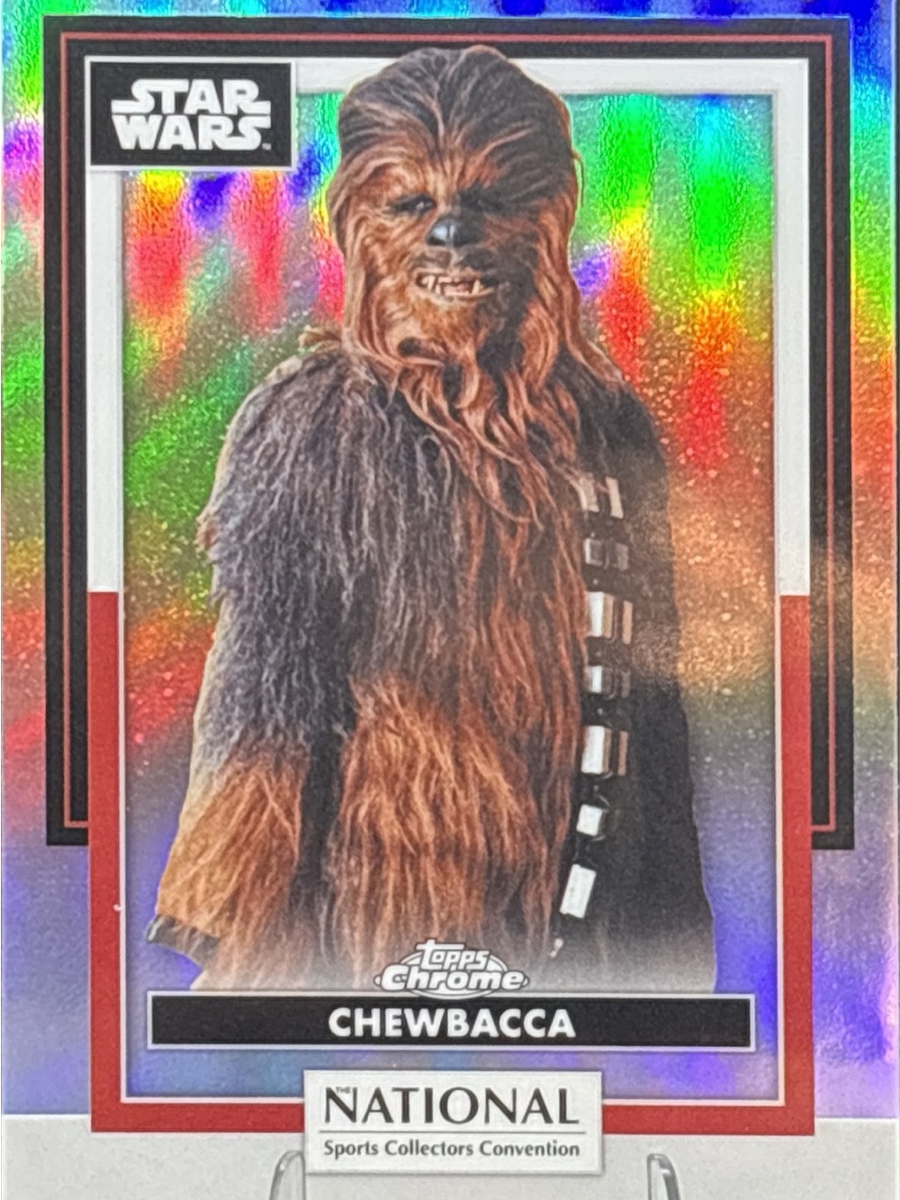 Topps Chrome Star Wars Chewbacca Card - Nationals LE Print Holo Foil